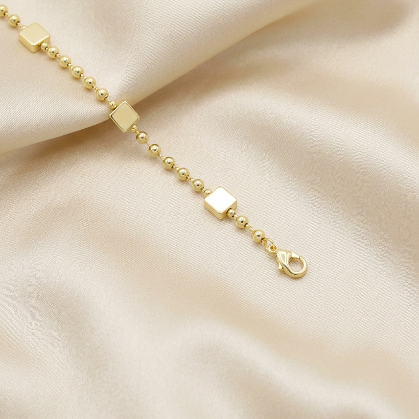 Cadena de Goldfilled con Bolitas y Detalles Cuadrados mod. 8014