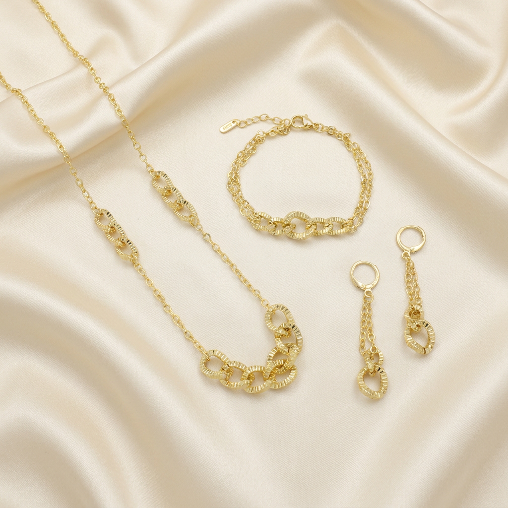 Set de Joyería de Goldfilled Eslabón Diamantado mod. 7089