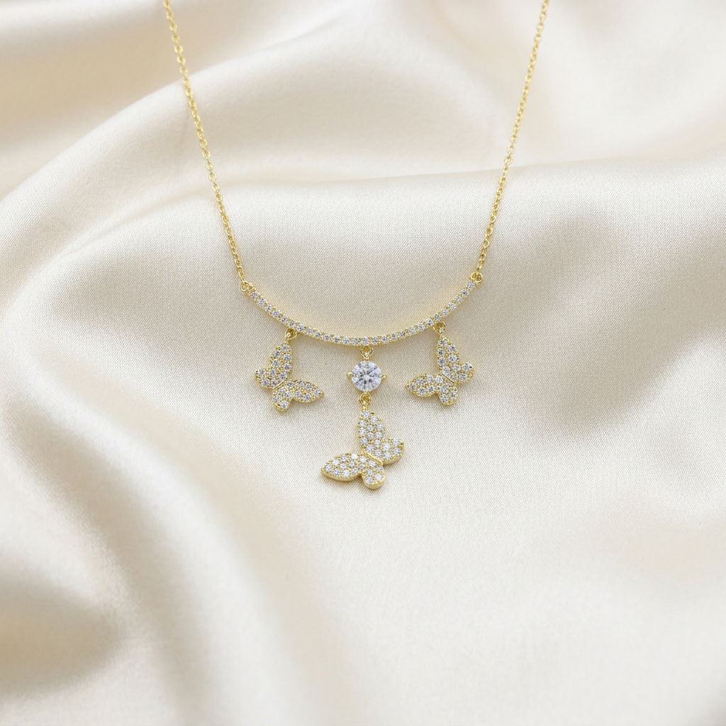 Gargantilla de Goldfilled Mariposas con Incrustado de Zirconias mod. 5041