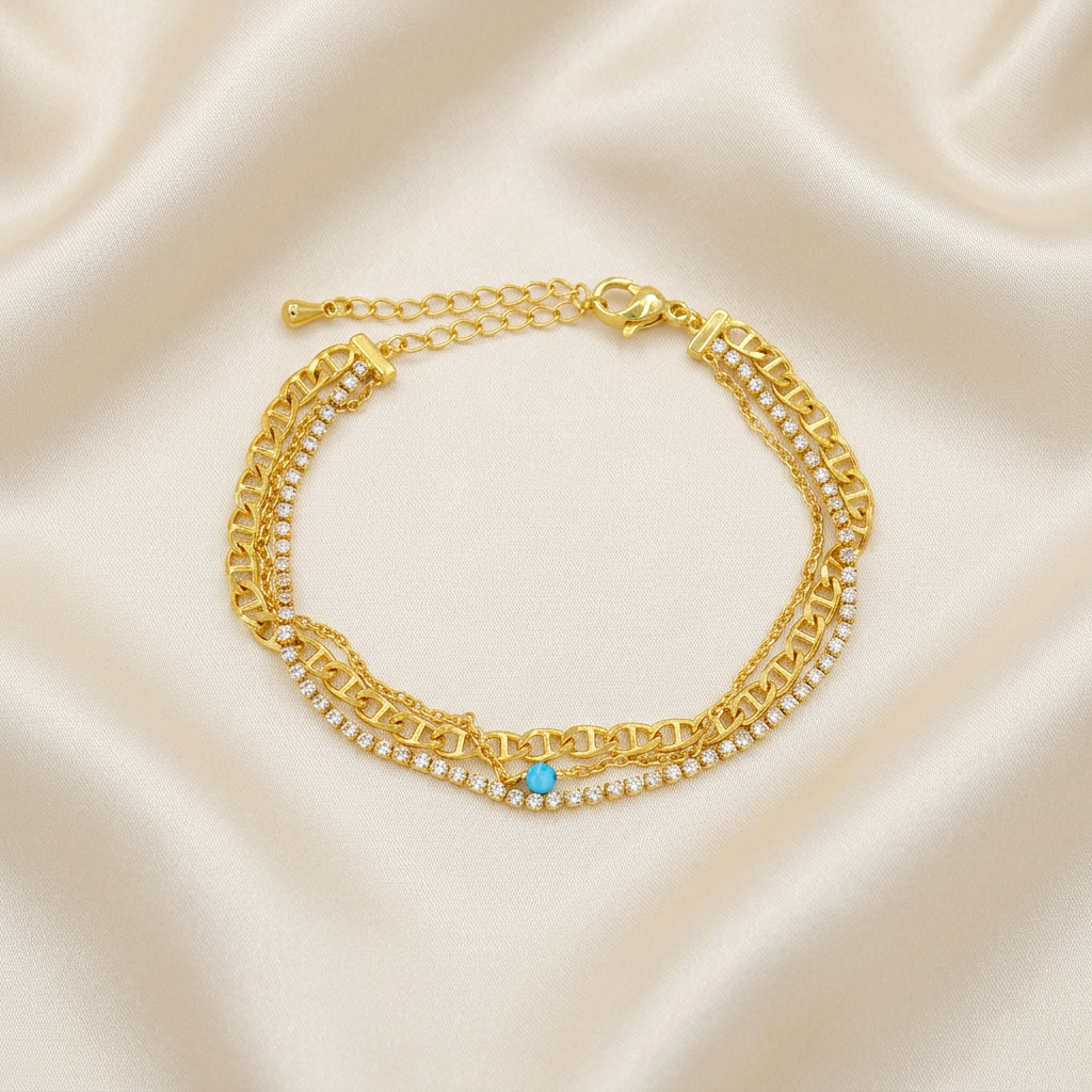 Pulsera de Goldfilled Zirconia y Eslabones mod. 1144