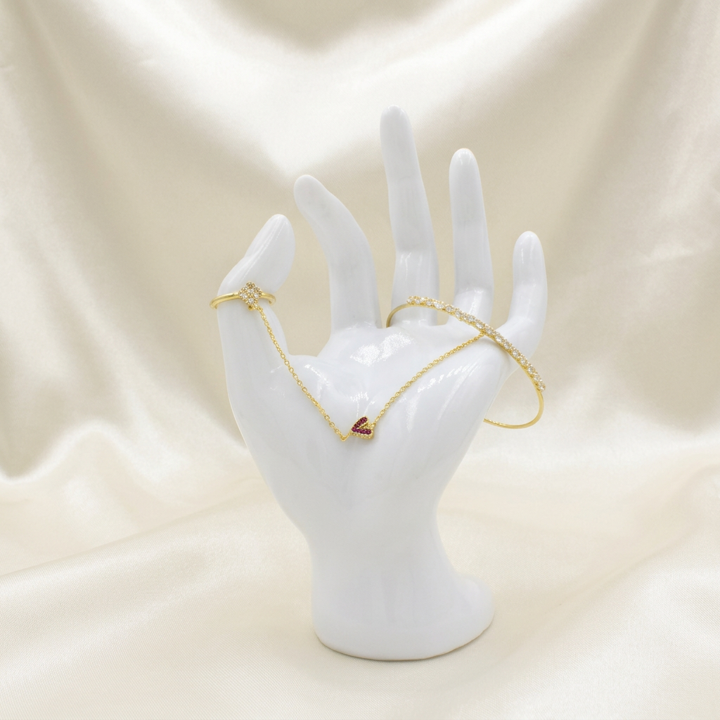 Pulsera Manopla de Goldfilled Corazón Brillante mod. 1158