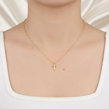 Gargantilla de Goldfilled Cruz con Zirconia Central mod. 5030