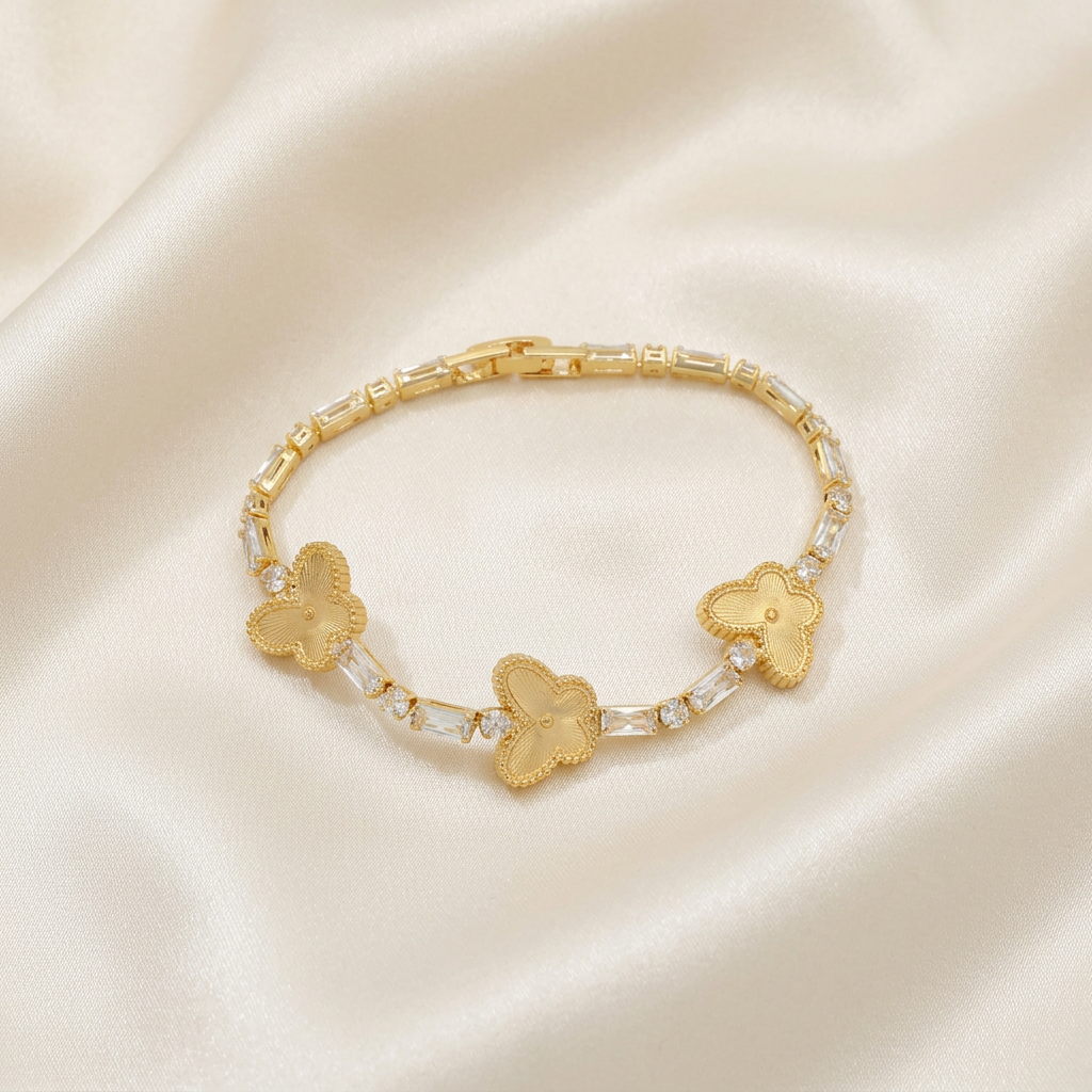 Pulsera de Goldfilled Mariposas con Baguette de Zirconias mod. 1170