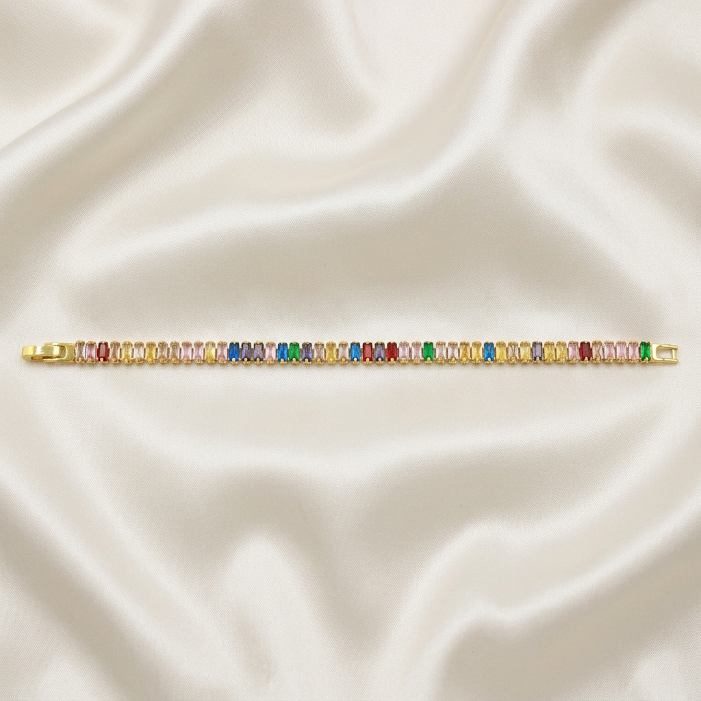 Pulsera de Goldfilled Tipo Tenis Arcoiris mod. 1182