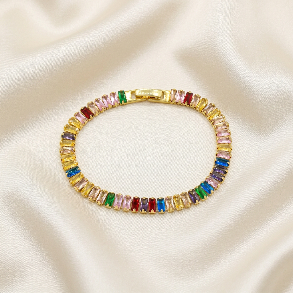 Pulsera de Goldfilled Tipo Tenis Arcoiris mod. 1182