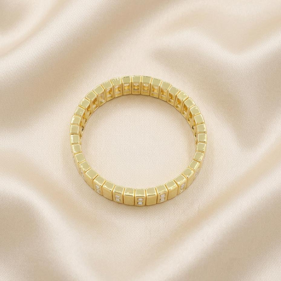 Aro de Goldfilled con Eslabones Brillantes y Zirconias mod. 4044