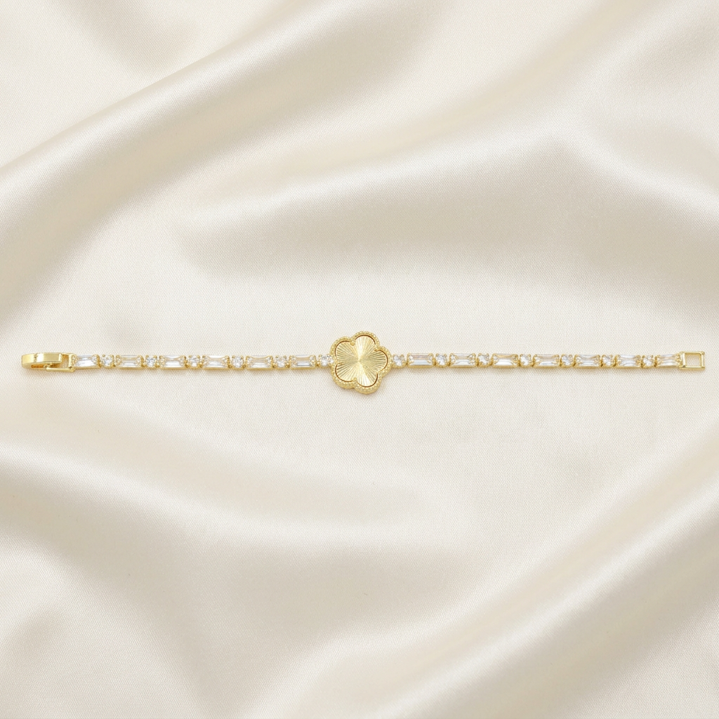 Pulsera de Goldfilled Trébol con Baguette mod. 1161