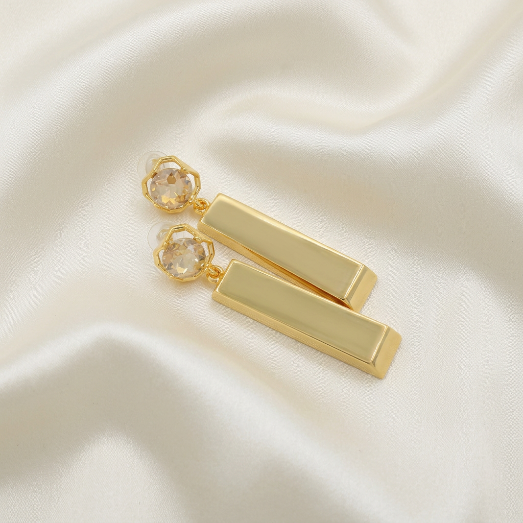 Arete de Goldfilled Diseño de Lingotes con Zirconias mod. 3091