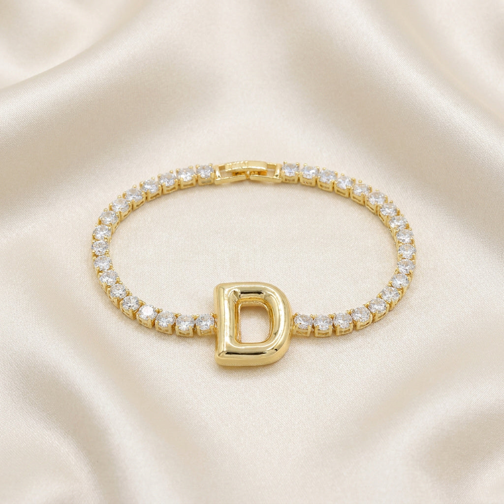 Pulsera de Goldfilled Letra D con Zirconias Finas mod. 1166