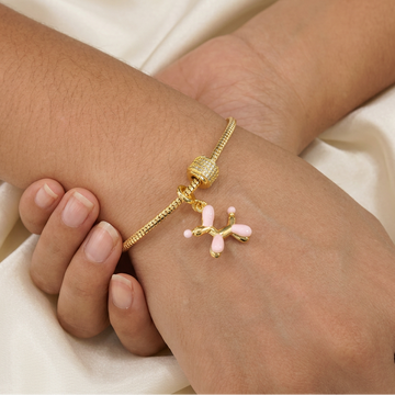 Pulsera de Goldfilled con Dije de Perrito Color Rosa mod. 1196