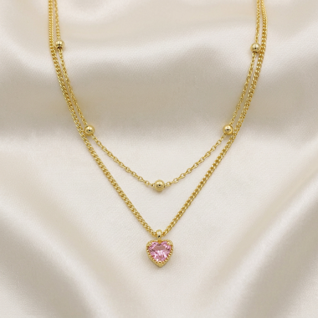 Gargantilla de Goldfilled Corazón Rosa Brillante mod. 5035
