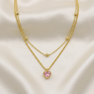Gargantilla de Goldfilled Corazón Rosa Brillante mod. 5035