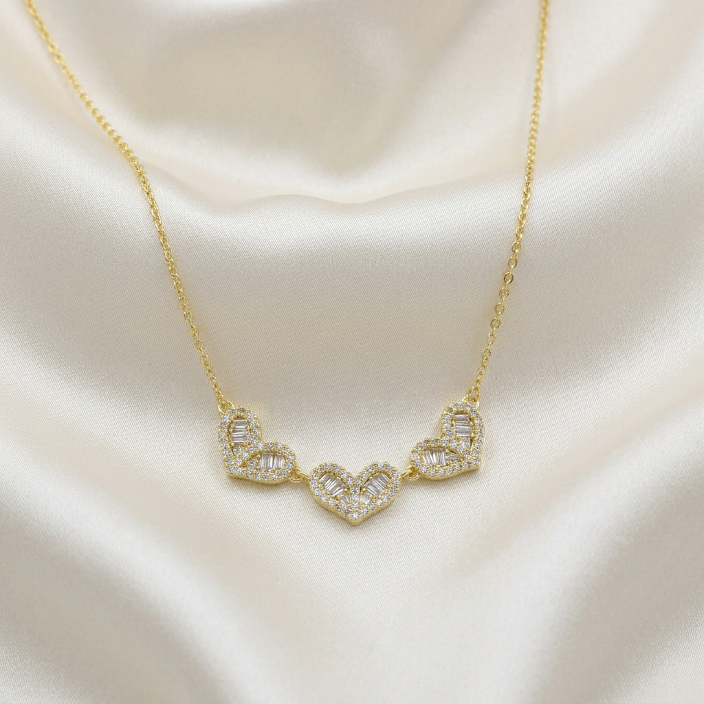 Gargantilla de Goldfilled Corazones con Incrustado de Zirconias mod. 5034