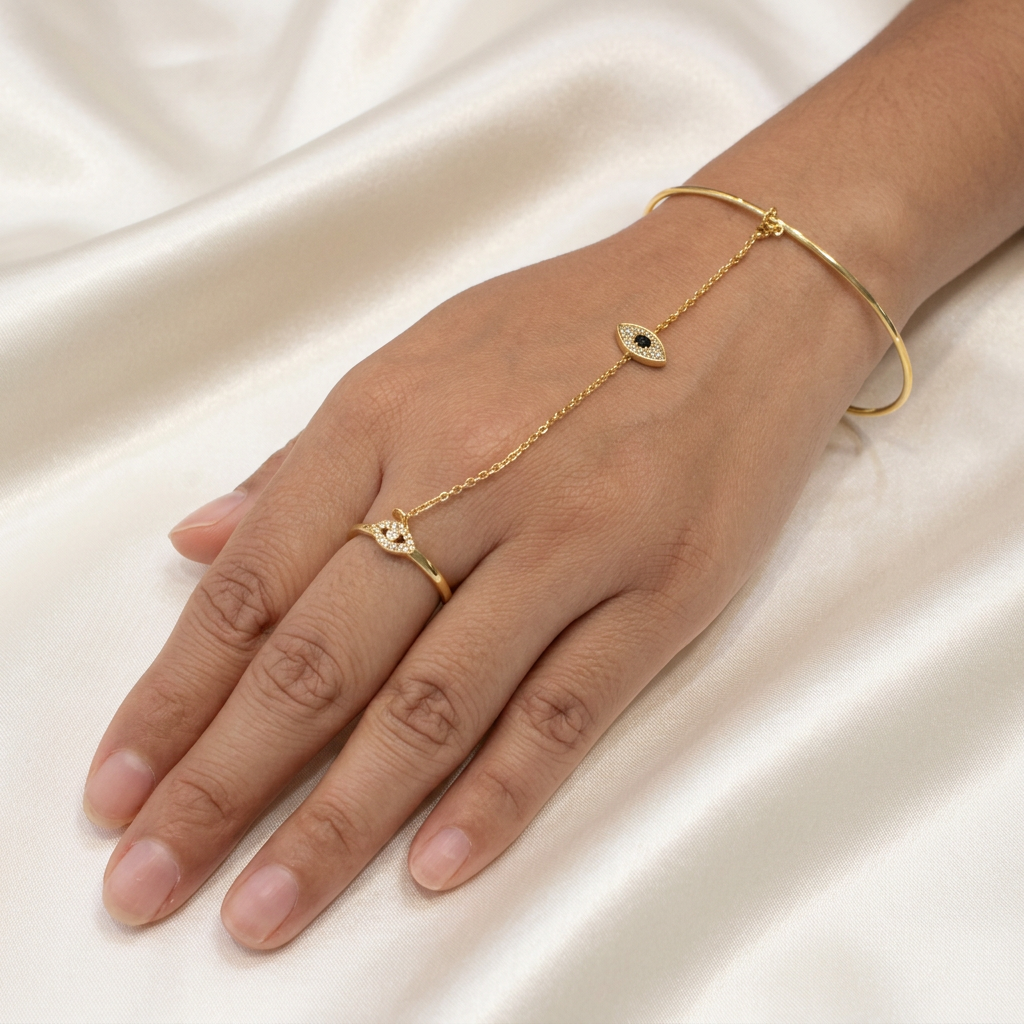 Pulsera Manopla de Goldfilled Ojo Turco Negro mod. 1154