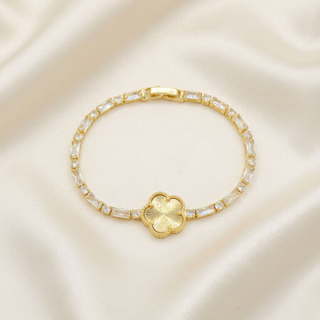 Pulsera de Goldfilled Trébol con Baguette mod. 1161