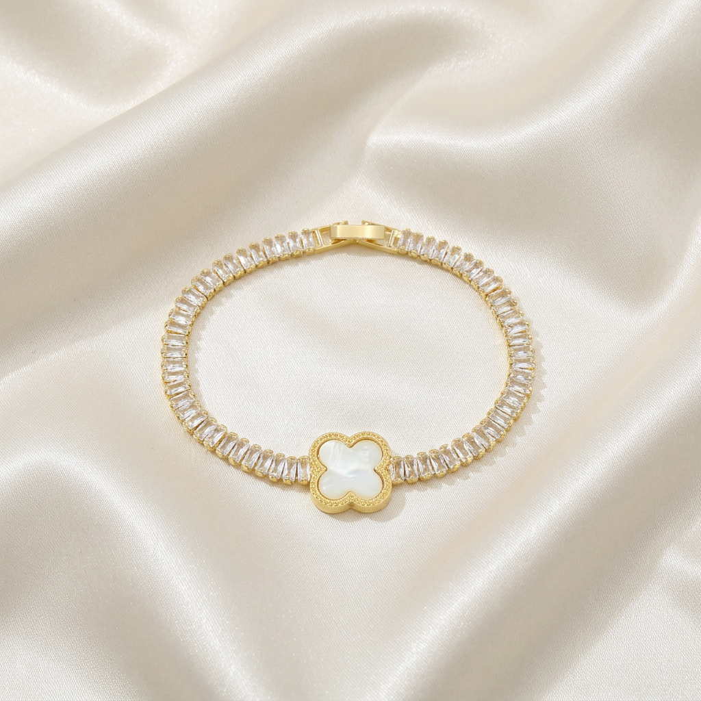 Pulsera de Goldfilled Trébol con Madre Perla mod. 1164