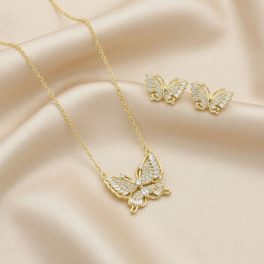 Set de Joyería de Goldfilled Diseño de Mariposa mod. 7113