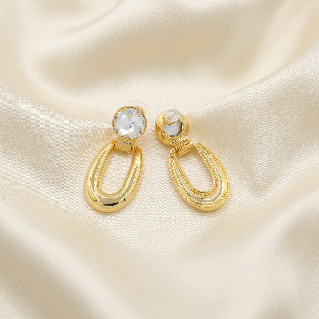 Arete de Goldfilled Diseño en U con Zirconia mod. 3078