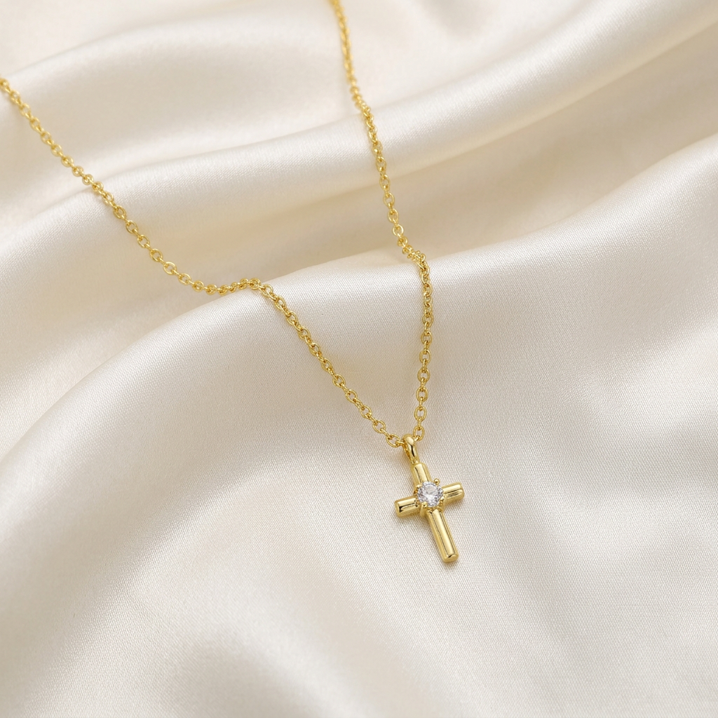Gargantilla de Goldfilled Cruz con Zirconia Central mod. 5030
