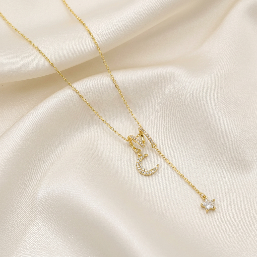 Gargantilla de Goldfilled Luna y Estrella Brillante mod. 5038
