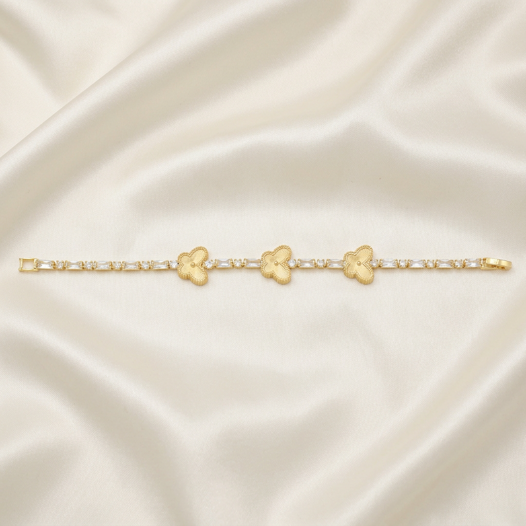 Pulsera de Goldfilled Mariposas con Baguette de Zirconias mod. 1170