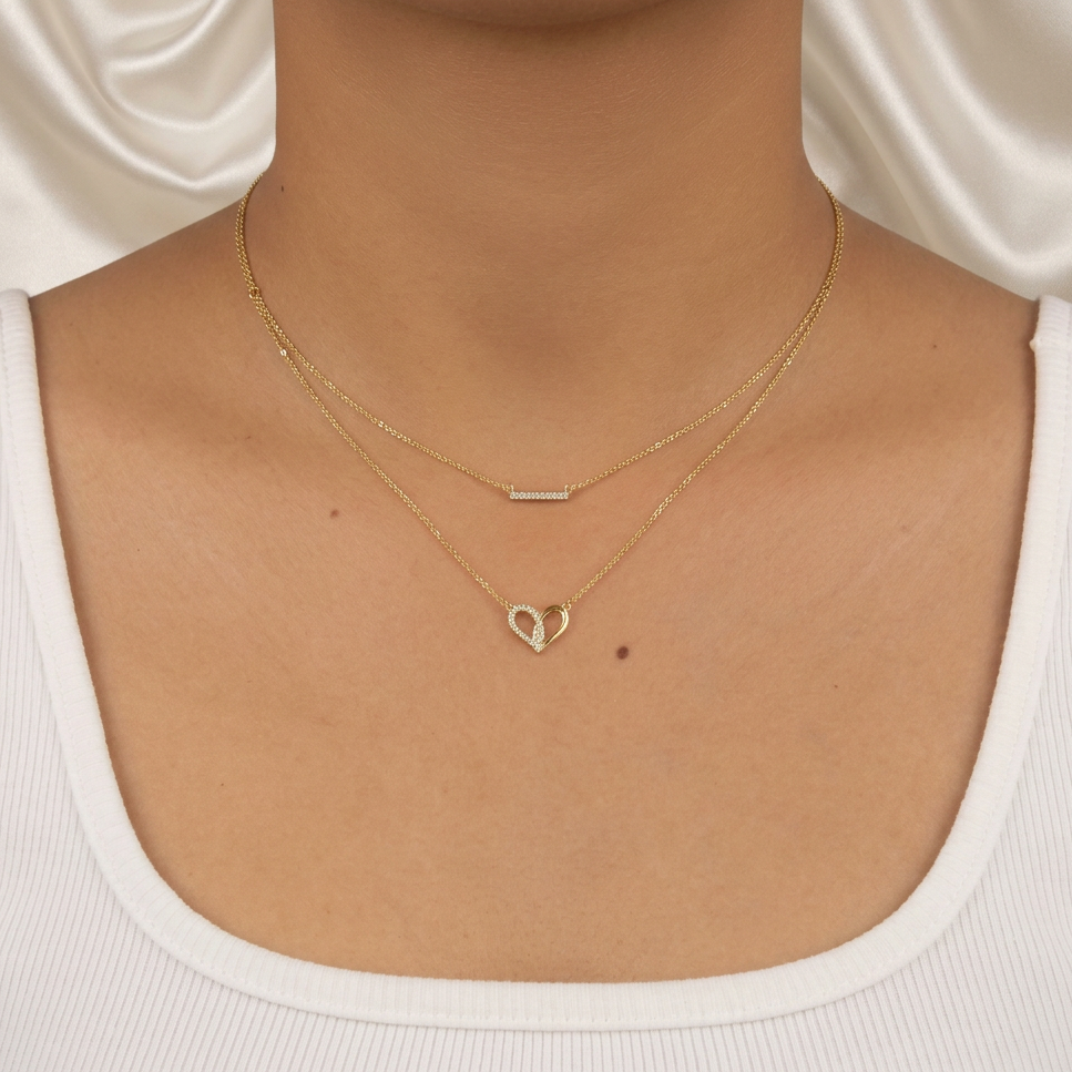 Gargantilla de Goldfilled Corazón y Barra de Zirconias mod. 5033