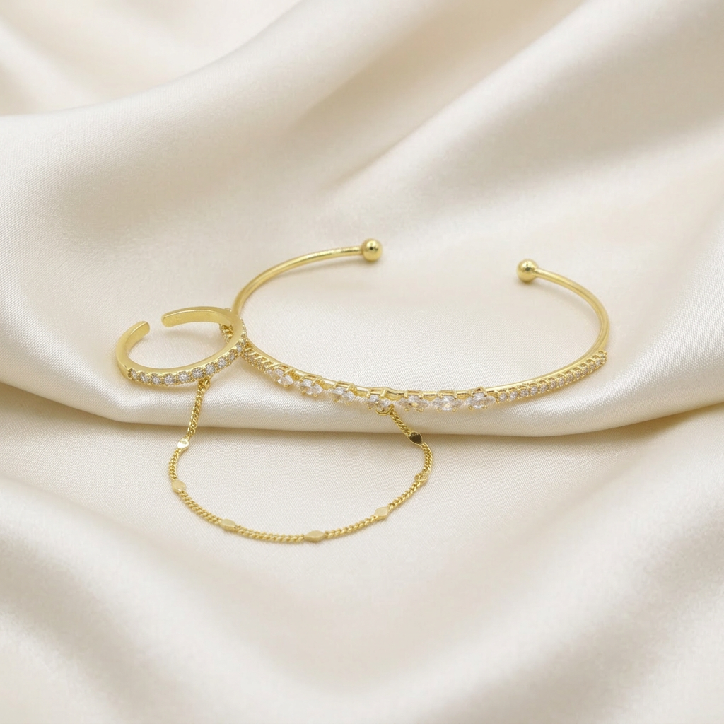 Pulsera Manopla de Goldfilled con Incrustación de Zirconias mod. 1151
