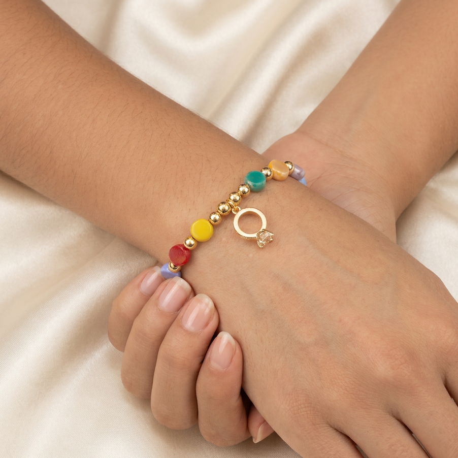 Pulsera de Goldfilled Lunetas con Dije de Argolla mod. 1187