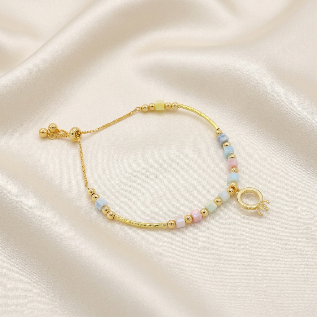 Pulsera de Goldfilled Multicolor con Dije de Argolla mod. 1189