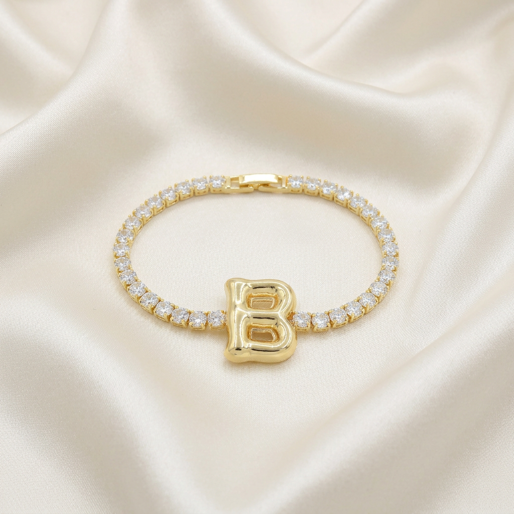 Pulsera de Goldfilled Letra B con Zirconias Finas mod. 1165