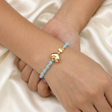 Pulsera de Goldfilled Azul Cielo con Dije de Corazón mod. 1184