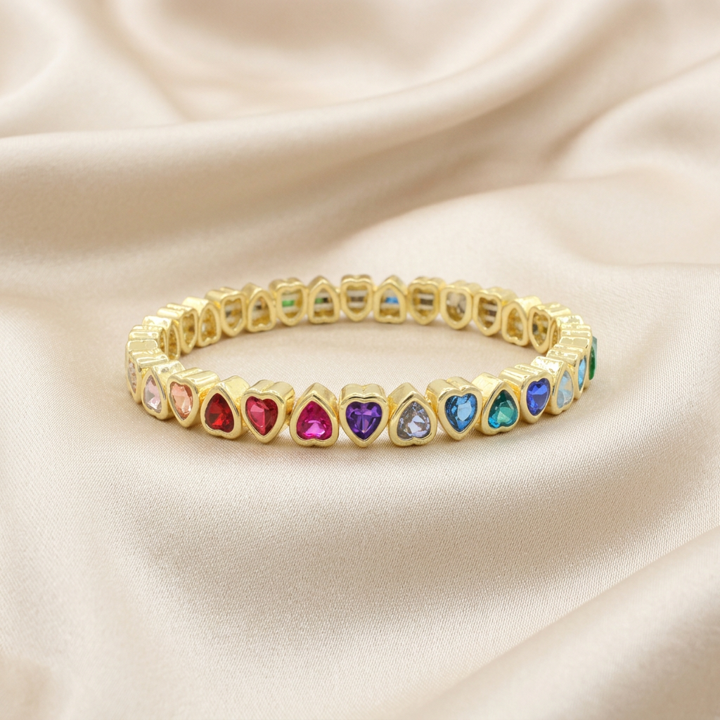 Aro de Goldfilled Corazones de Colores mod. 4030
