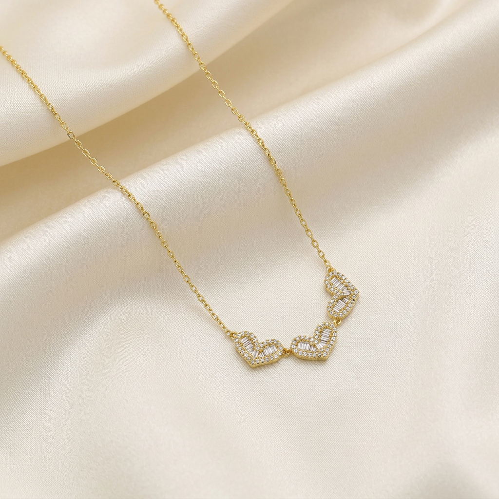 Gargantilla de Goldfilled Corazones con Incrustado de Zirconias mod. 5034
