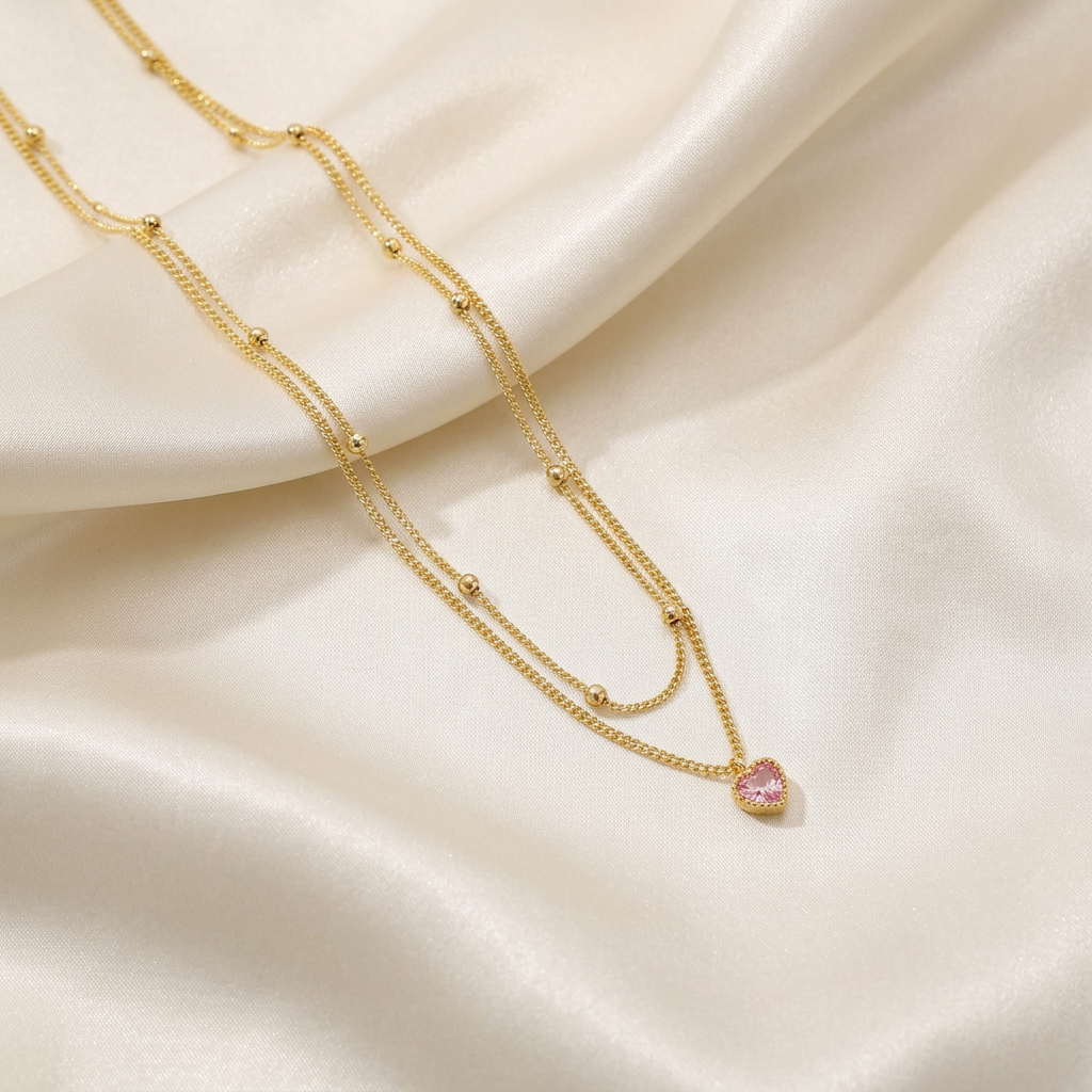 Gargantilla de Goldfilled Corazón Rosa Brillante mod. 5035