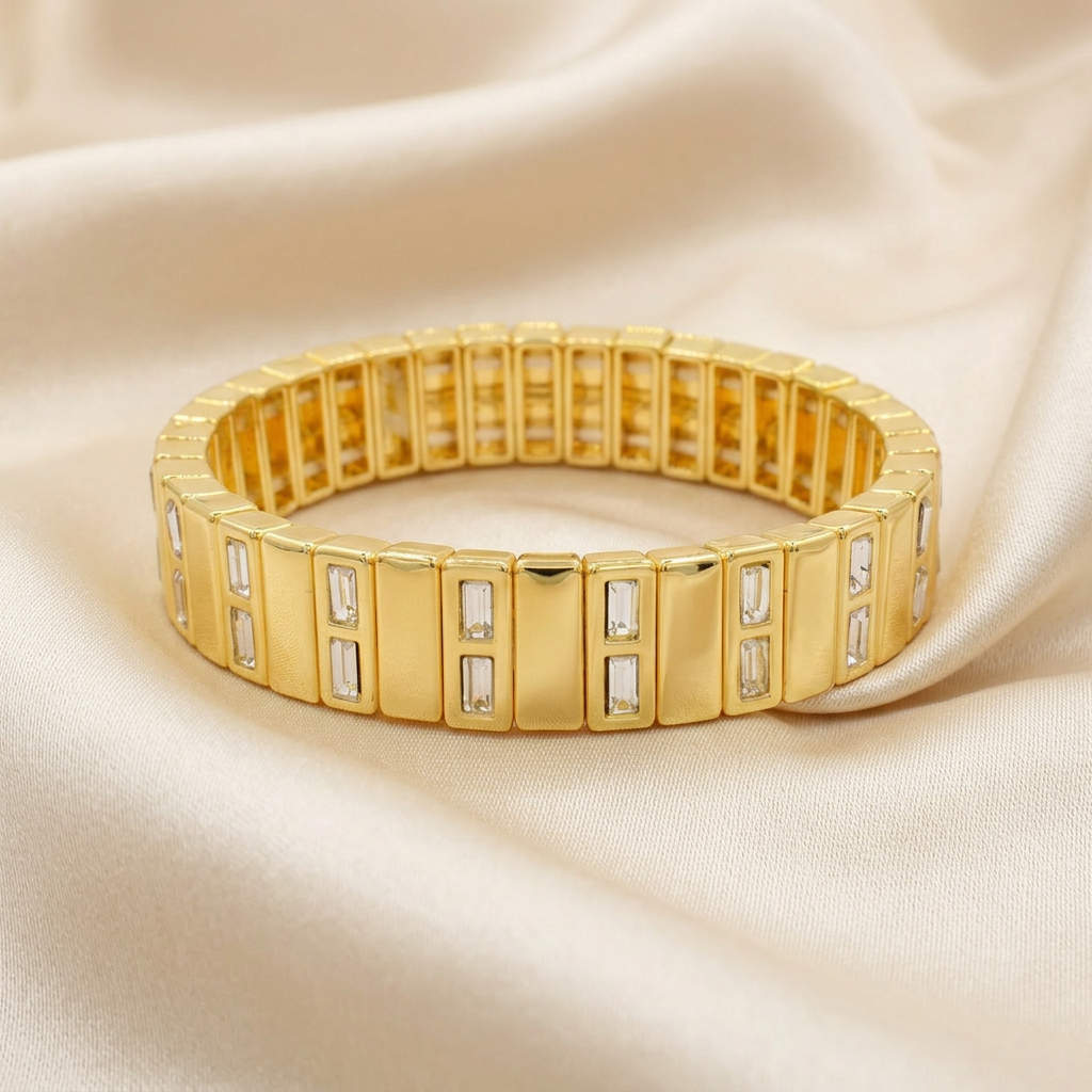 Aro de Goldfilled con Eslabones Brillantes y Zirconias mod. 4044