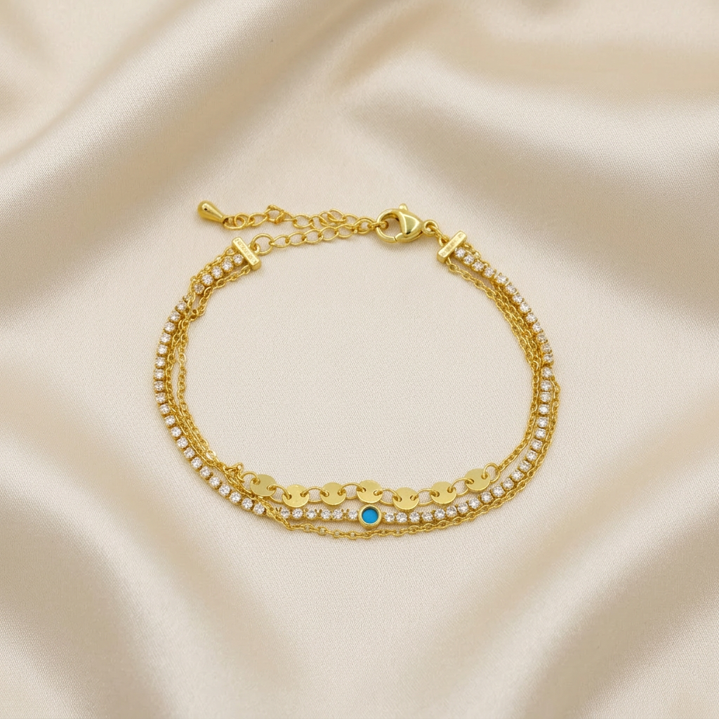 Pulsera de Goldfilled Brillante con Detalle Azul mod. 1138