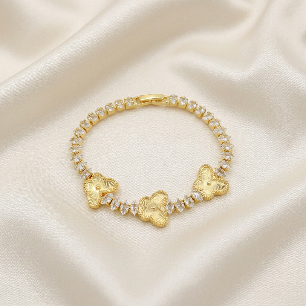 Pulsera de Goldfilled Mariposas con Zirconias Finas mod. 1173