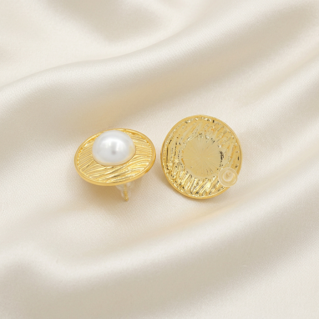 Arete de Goldfilled Texturizado con Perla mod. 3110