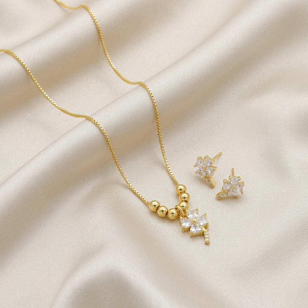 Set de Joyería de Goldfilled Diseño de Trébol mod. 7114