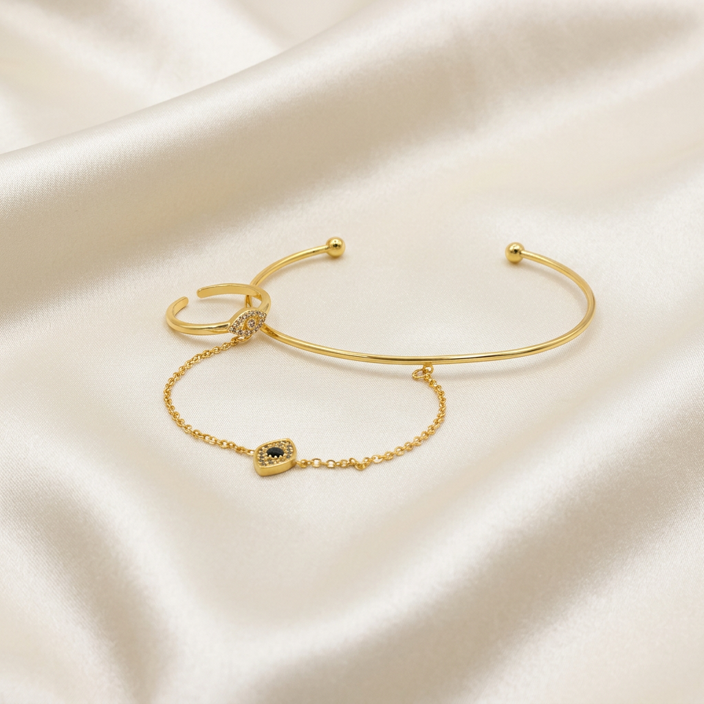 Pulsera Manopla de Goldfilled Ojo Turco Negro mod. 1154