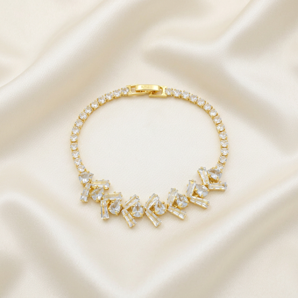 Pulsera de Goldfilled Baguette de Zirconias Brillantes mod. 1172