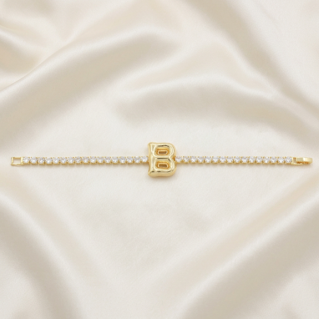 Pulsera de Goldfilled Letra B con Zirconias Finas mod. 1165