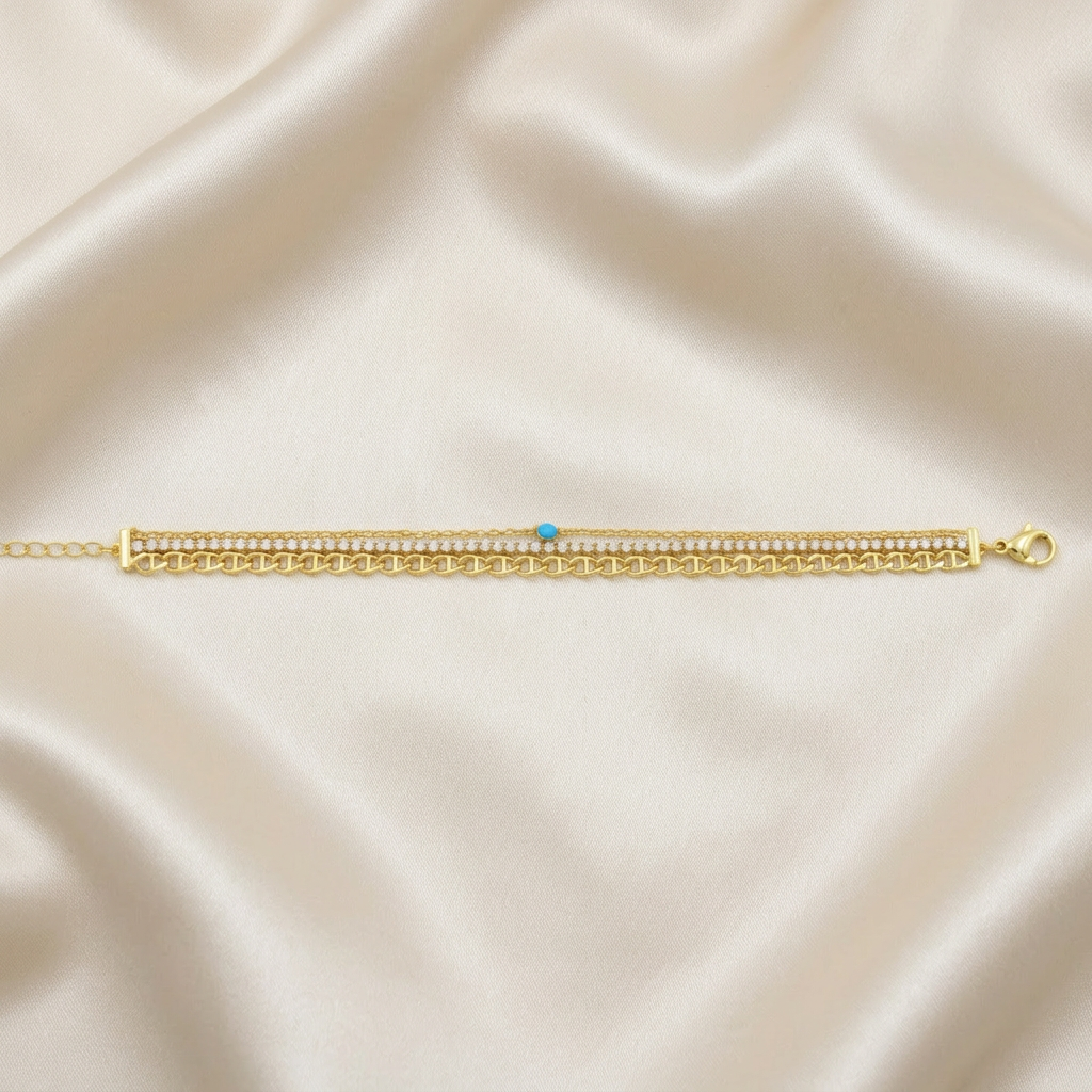 Pulsera de Goldfilled Zirconia y Eslabones mod. 1144