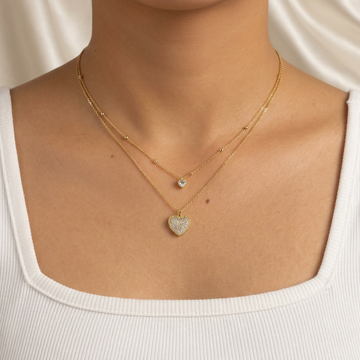 Gargantilla de Goldfilled Doble Corazón con Zirconias mod. 5036