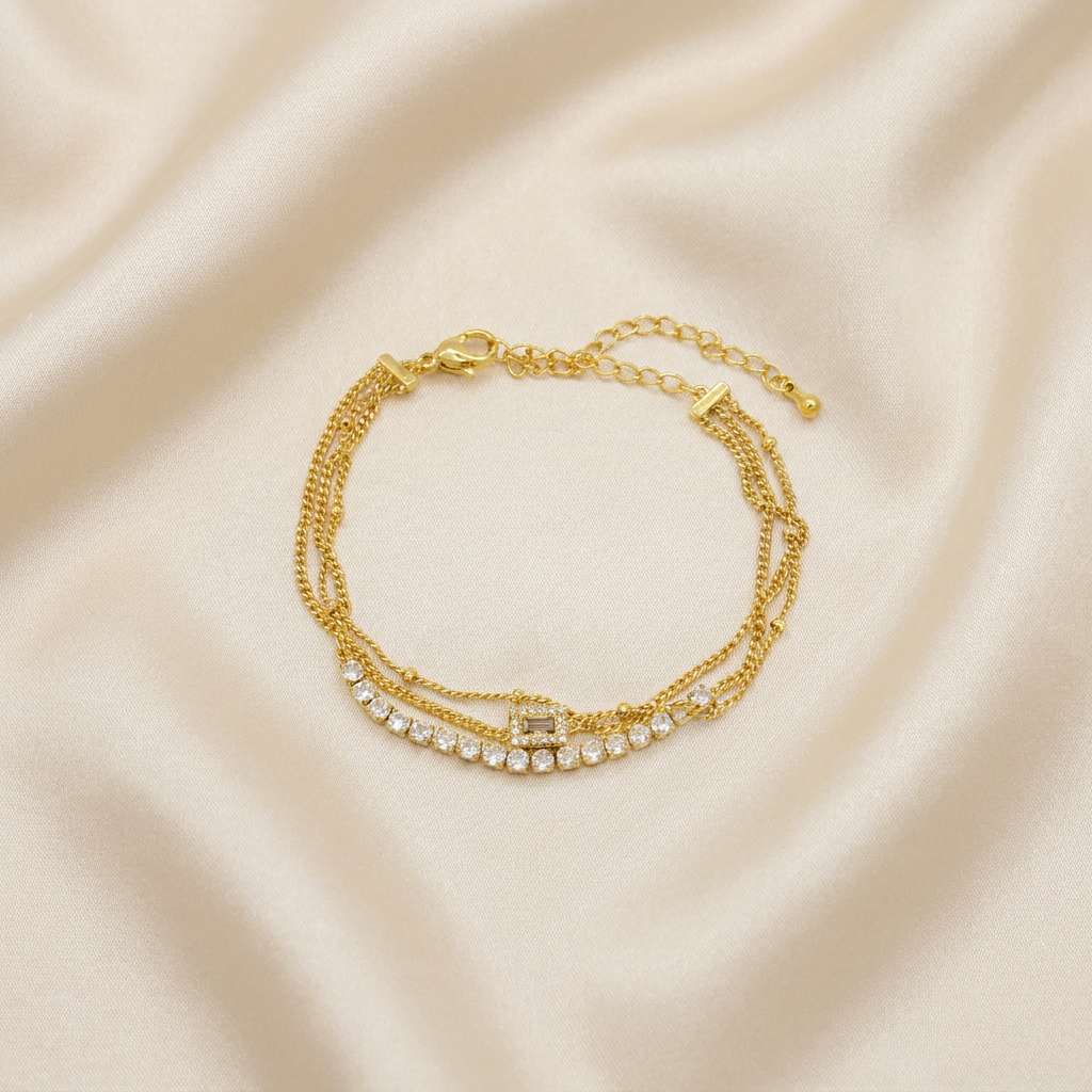 Pulsera de Goldfilled Zirconia Rectangular Brillante mod. 1146