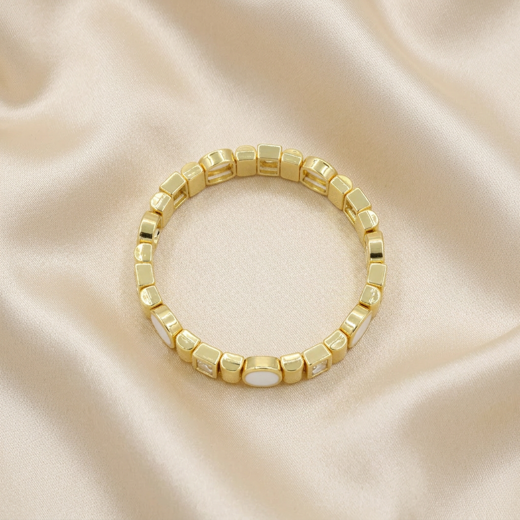 Aro de Goldfilled Especial con Esmalte Blanco mod. 4027
