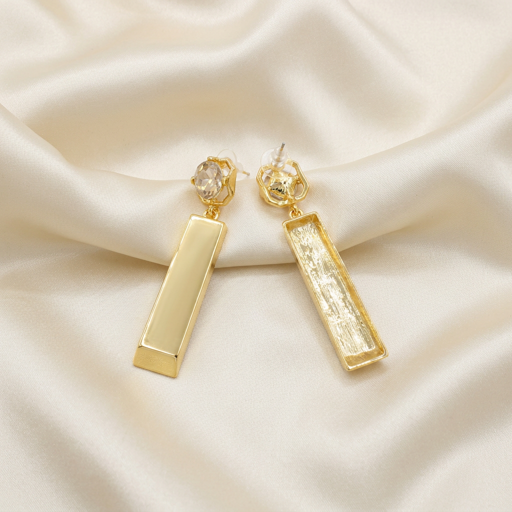 Arete de Goldfilled Diseño de Lingotes con Zirconias mod. 3091