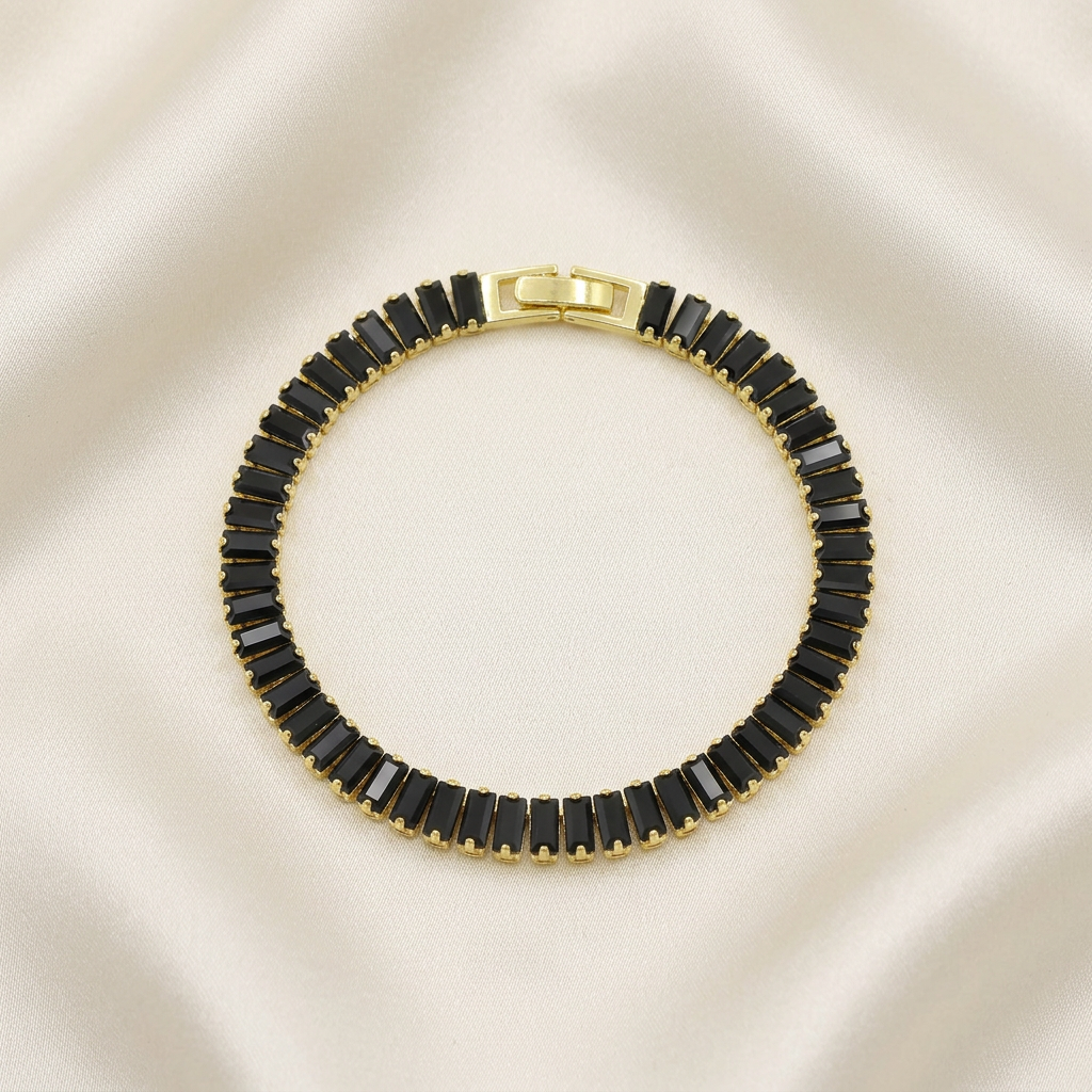 Pulsera de Goldfilled Tipo Tenis Color Negro mod. 1180