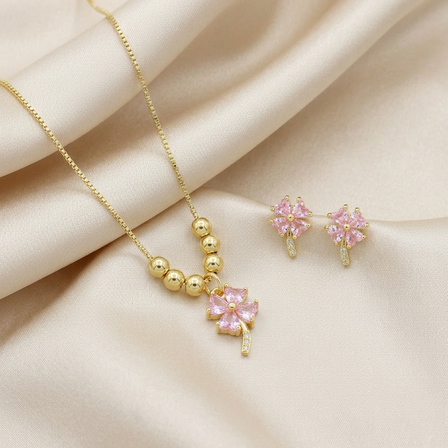Set de Joyería de Goldfilled Diseño de Trébol mod. 7111