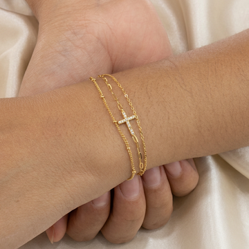 Pulsera de Goldfilled Cruz Brillante mod. 1140